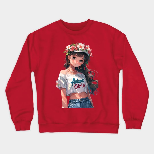 Anime Girls Crewneck Sweatshirt by TooplesArt